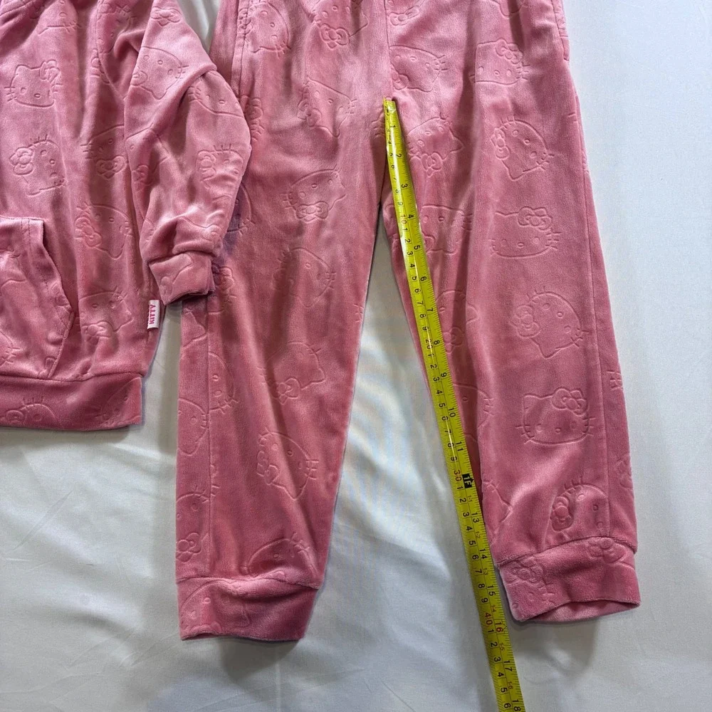 Hello‎ Kitty Sanrio Pink Velour Track Suit Hoodie & Pants Set Kids 5-6Yrs